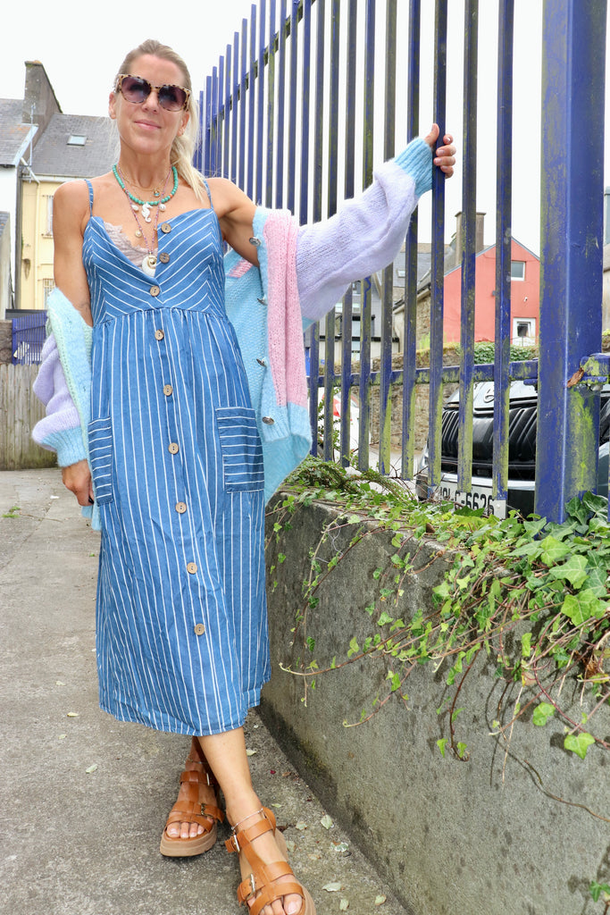 Stripe button down dress