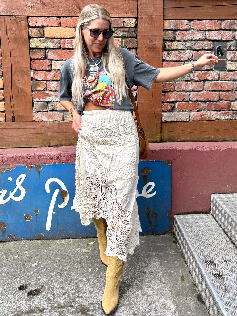 Crochet lace skirt