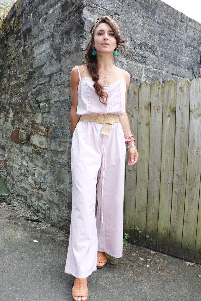 Cotton embroidered jumpsuit (Rose)