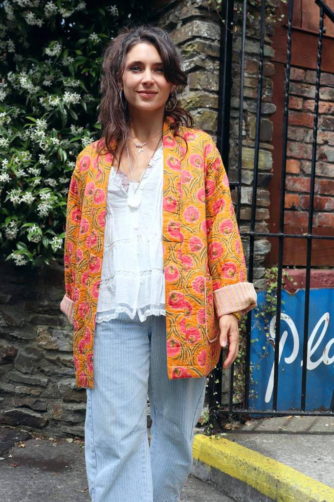 Reversible Floral cotton quilted jacket