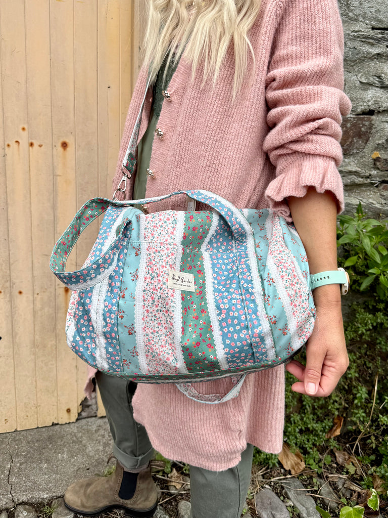 Patchwork mini duffle bag (Blue)