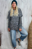 Oversized sequin and velvet silver t-shirt