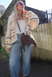 Slouchy leather handbag with fringe detail