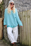 V neck knit jumper ( Aqua)