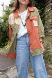 Distressed colour block jacket