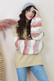 Tan scalloped sleeve jumper