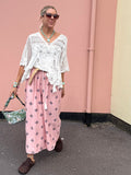 Scalloped floral crochet top (White)