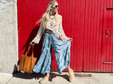 Tiered floral blue trousers