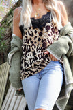 Leopard print lace trim cami