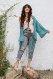 Silk polka dot fringe kimono