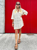 V neck crochet tunic