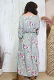 Faded floral sage green dress