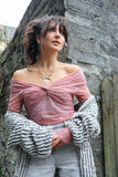 Pink lace ruched top