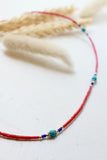Red and turquoise beaded necklace