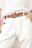 Ornate western buckle belt (Tan)