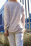 Striped button detail long sleeve tee