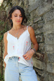 Floral embroidered lace trim cami