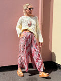 Pink diamond floral trousers