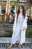 Floral crochet kimono