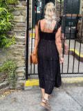 Black flutter sleeve dress