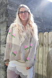 Knit rose detail cardigan