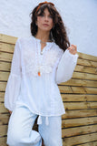 White beaded peasant blouse