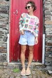 Patchwork square crochet sweater