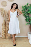 Crochet and cotton midi dress (White)