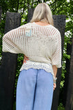 Beige open knit wrap cardigan