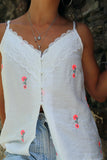 Floral embroidered lace trim cami