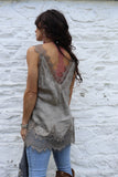 Silky lace trim cami (Taupe)
