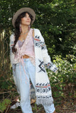 Aztec fringe fluffy cardigan