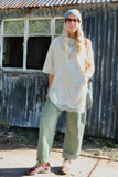 Asymmetrical lace trim tee