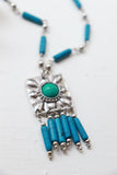 Turquoise beaded tassel necklace