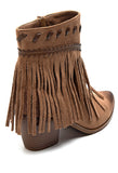 Fringe western ankle boots