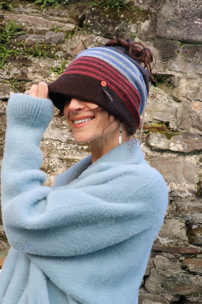 Multiway stripe beanie (Blue)