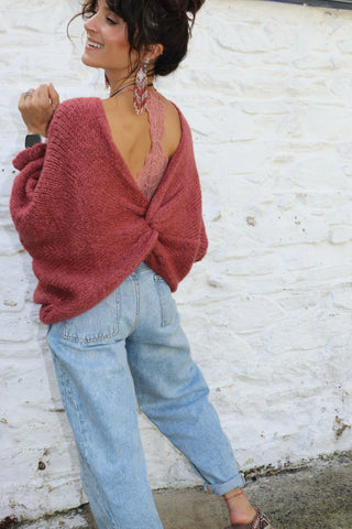 Ruffle sleeve knot detail jumper (Rust)