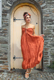 Rust bandeau linen dress