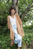 Earth toned Cotton leaf kimono