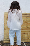 White beaded peasant blouse