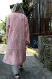 Open knit long cardigan (Soft pink)