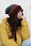 Multiway stripe beanie (Maroon)