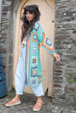 Aqua patchwork crochet cardigan