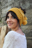 Pony tail beanie (Mustard)