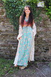 Aqua floral silk trousers