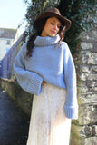 Waffle knit polo neck jumper