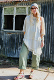 Asymmetrical lace trim tee