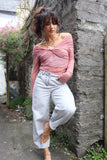 Pink lace ruched top