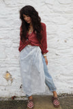 Floral sheer lace wrap skirt