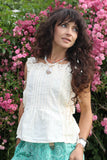 Broderie side tie top